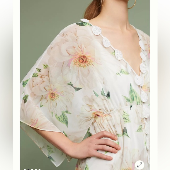 Farm Rio x Anthropologie Dahlia Sheer Floral Print Dress - Picture 3 of 15